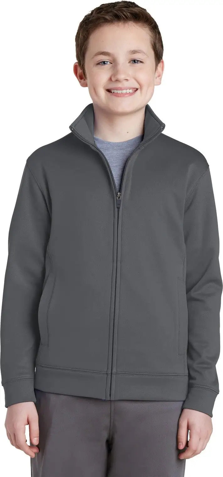 Sport-tek Yst241 Youth Sport-wick Fleece Full-zip Jacket - Dark Smoke Gray - Xs