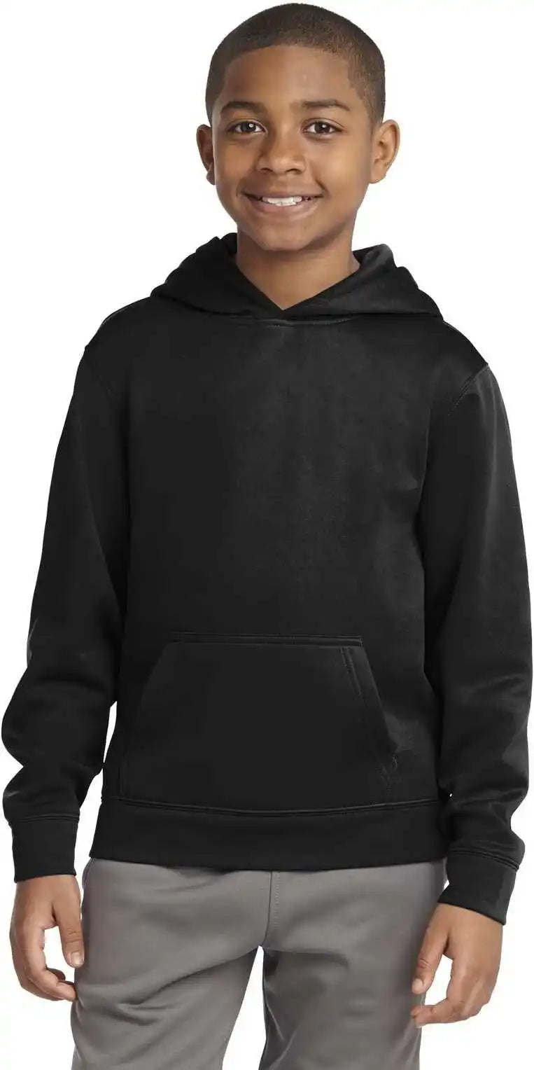 Sport Tek Yst244 Youth Wick Fleece Hooded Pullover Black