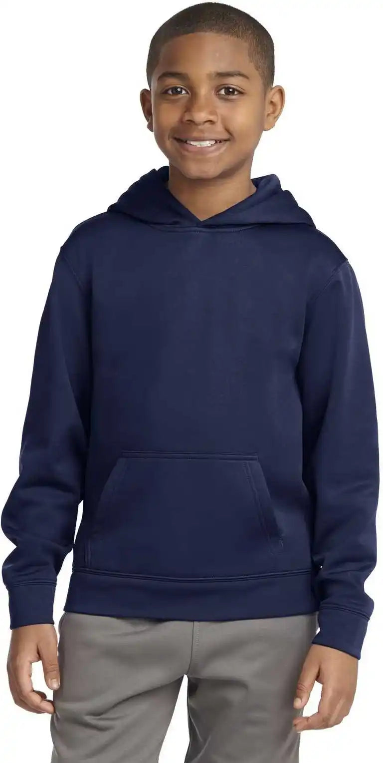 Sport Tek Yst244 Youth Wick Fleece Hooded Pullover Navy