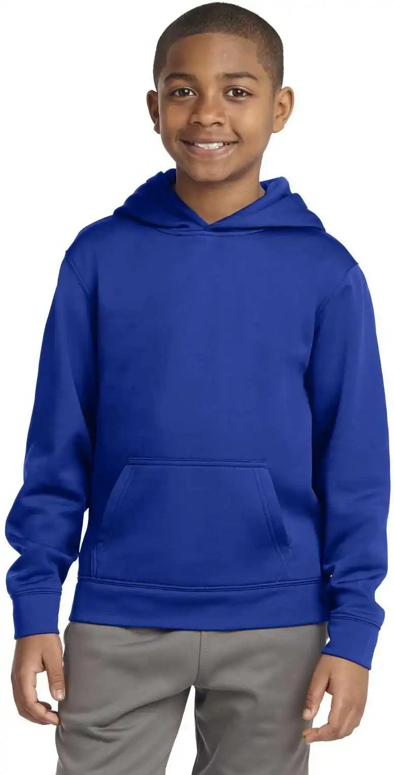 Sport Tek Yst244 Youth Wick Fleece Hooded Pullover True Royal