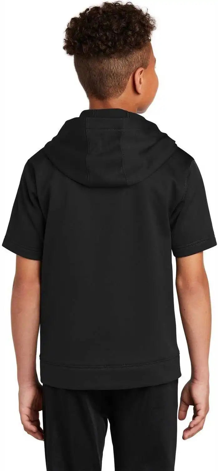Sport-tek Yst251 Youth Sport-wick Fleece Short Sleeve Hooded Pullover - Black