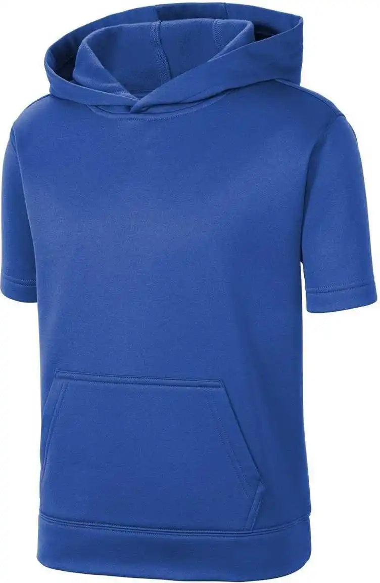 Sport Tek Yst251 Youth Wick Fleece Short Sleeve Hooded Pullover True Royal