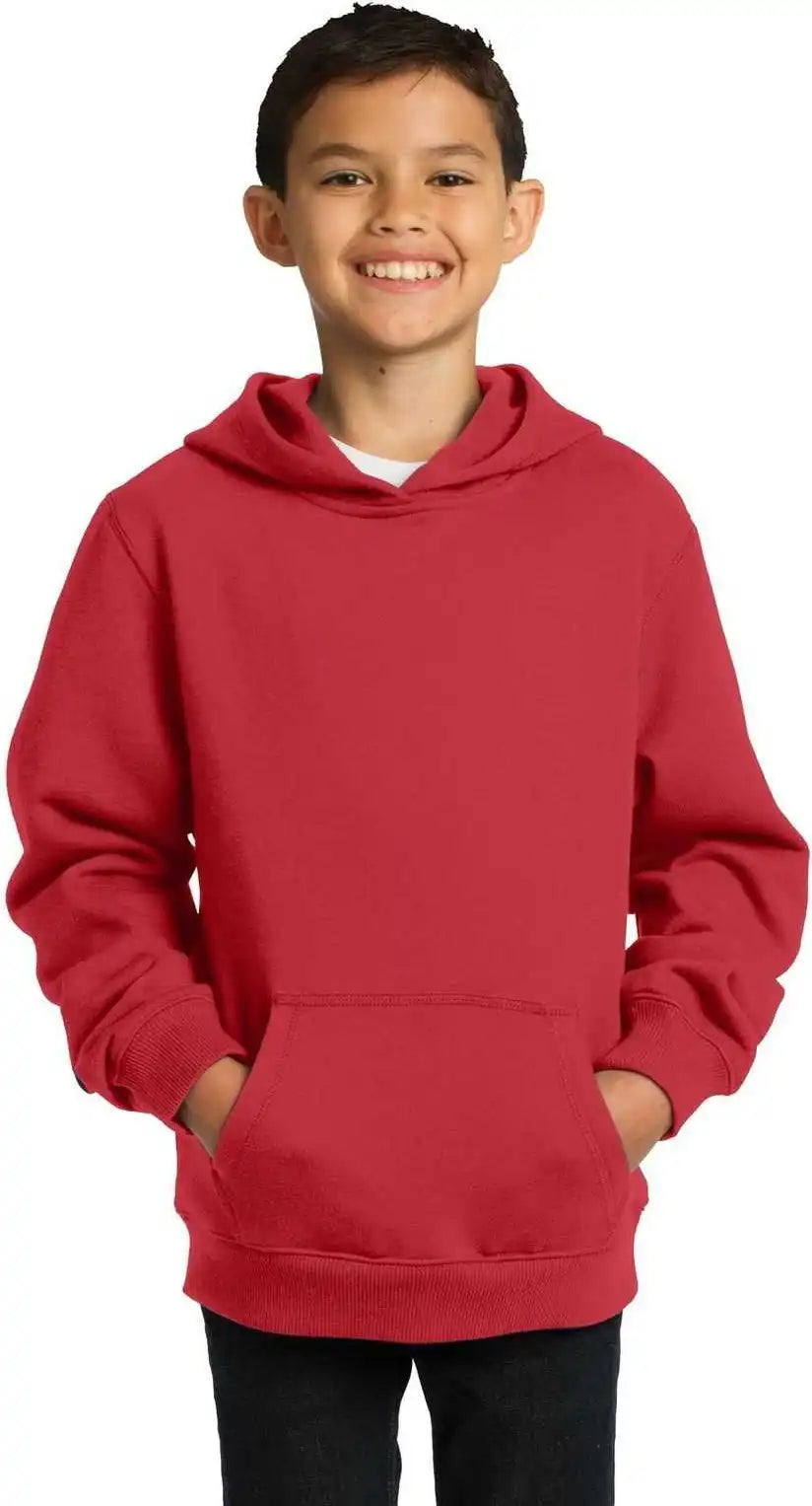 Sport Tek Yst254 Youth Pullover Hooded Sweatshirt True Red