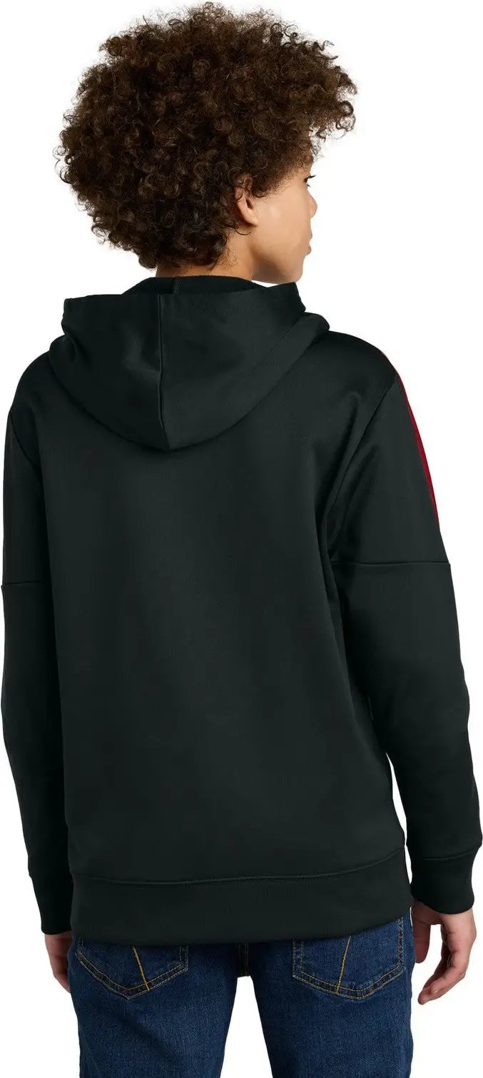 Sport-tek Yst255 Youth Sport-wick Fleece United Pullover Hoodie - Black Deep Red