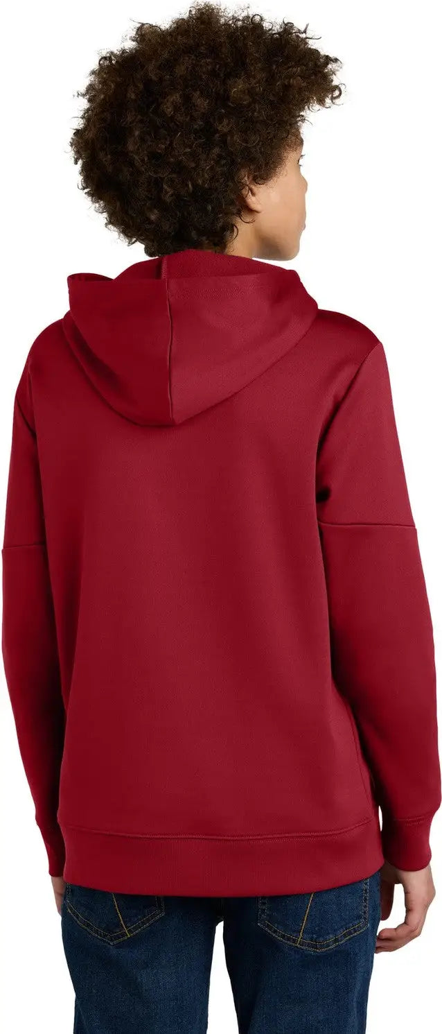 Sport-tek Yst255 Youth Sport-wick Fleece United Pullover Hoodie - Deep Red White