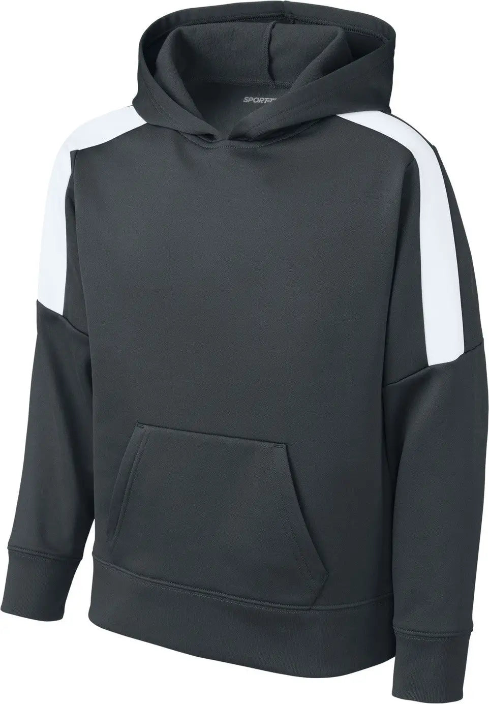 Sport-tek Yst255 Youth Sport-wick Fleece United Pullover Hoodie - Iron Gray White