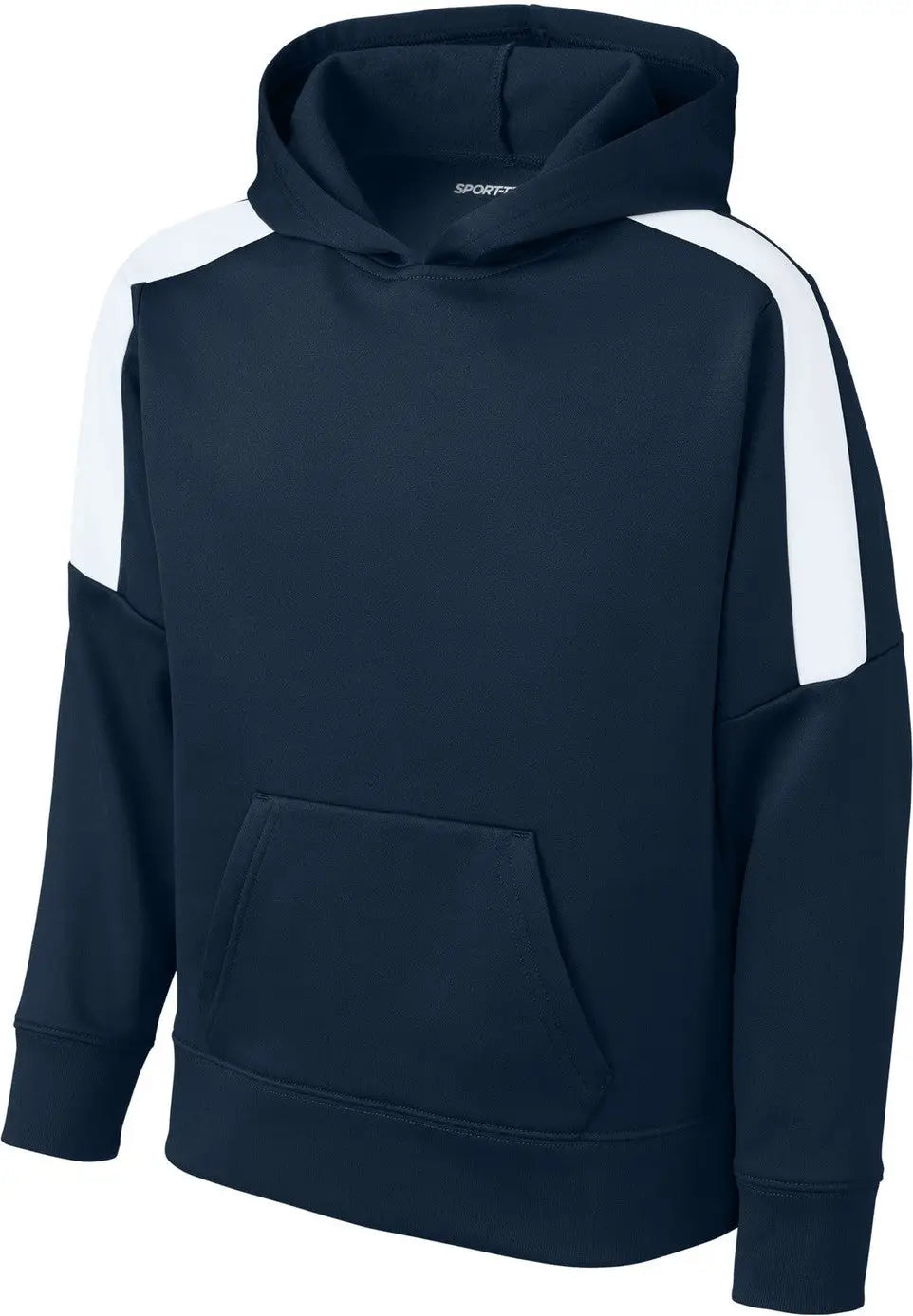 Sport-tek Yst255 Youth Sport-wick Fleece United Pullover Hoodie - Navy White