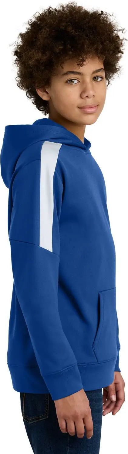 Sport-tek Yst255 Youth Sport-wick Fleece United Pullover Hoodie - True Royal White