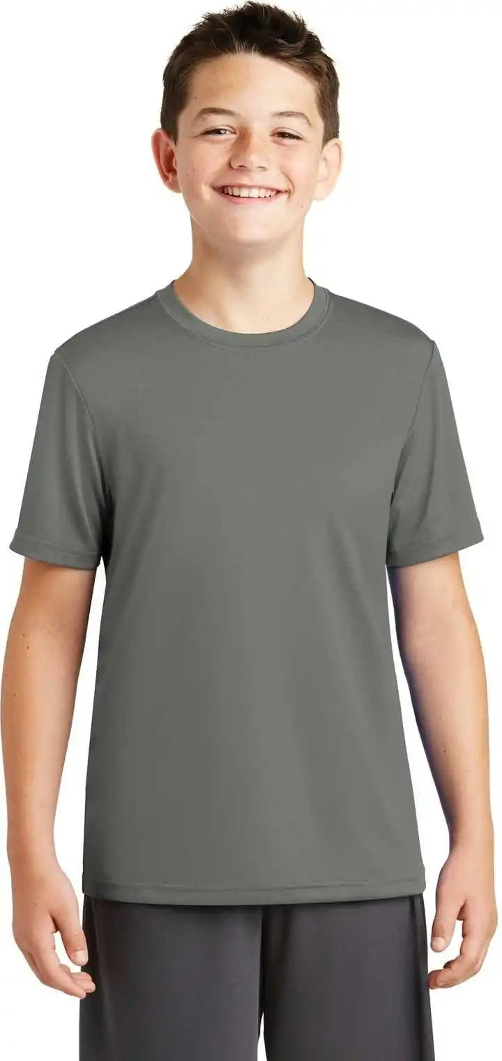 Sport-tek Yst320 Youth Posicharge Tough Tee - Dark Smoke Gray