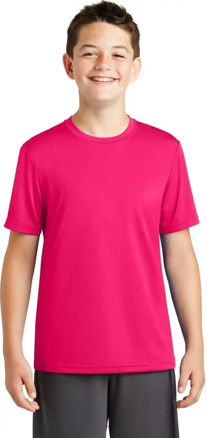 Sport-tek Yst320 Youth Posicharge Tough Tee - Pink Raspberry