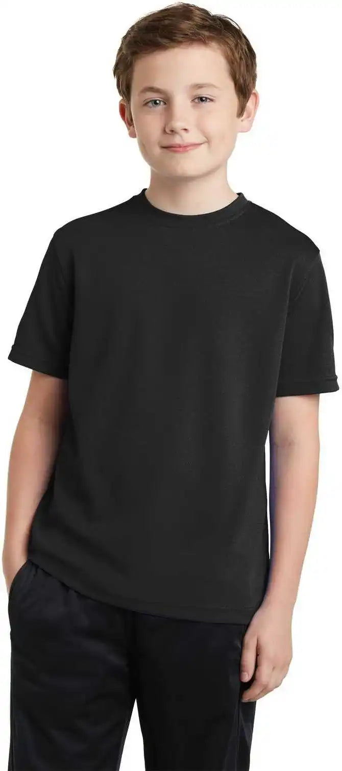 Sport Tek Yst340 Youth Posicharge Racermesh Tee Black