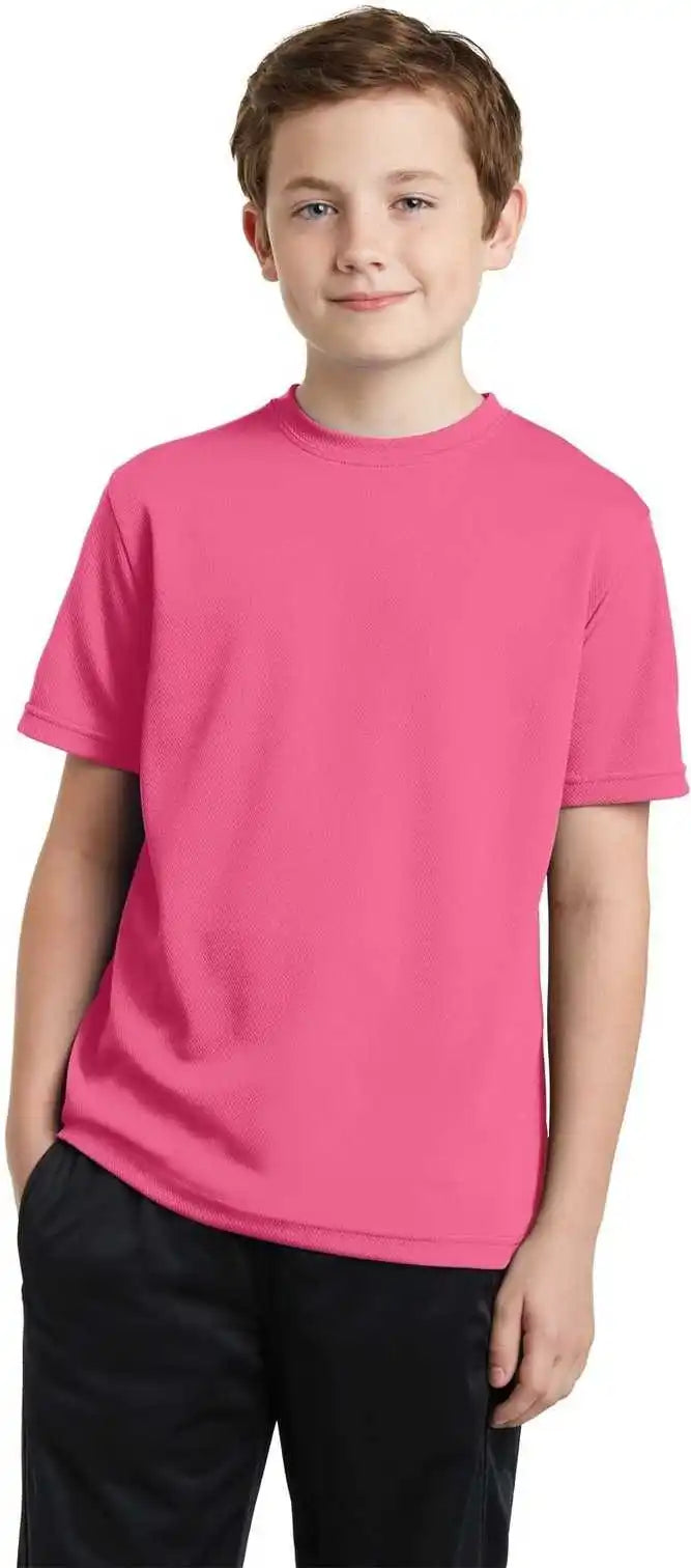 Sport-tek Yst340 Youth Posicharge Racermesh Tee - Bright Pink