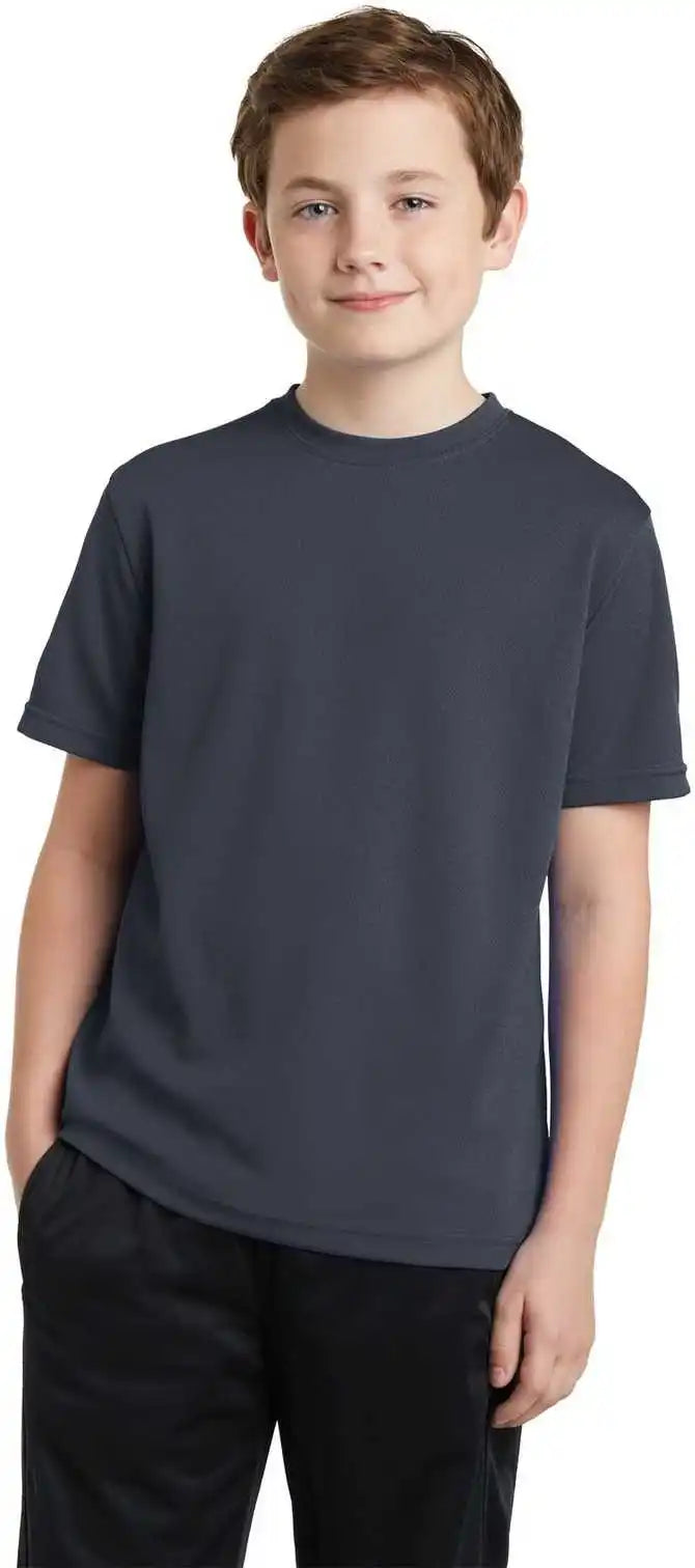 Sport Tek Yst340 Youth Posicharge Racermesh Tee Graphite