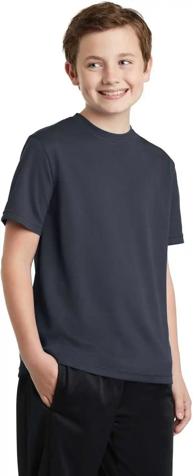 Sport Tek Yst340 Youth Posicharge Racermesh Tee Graphite