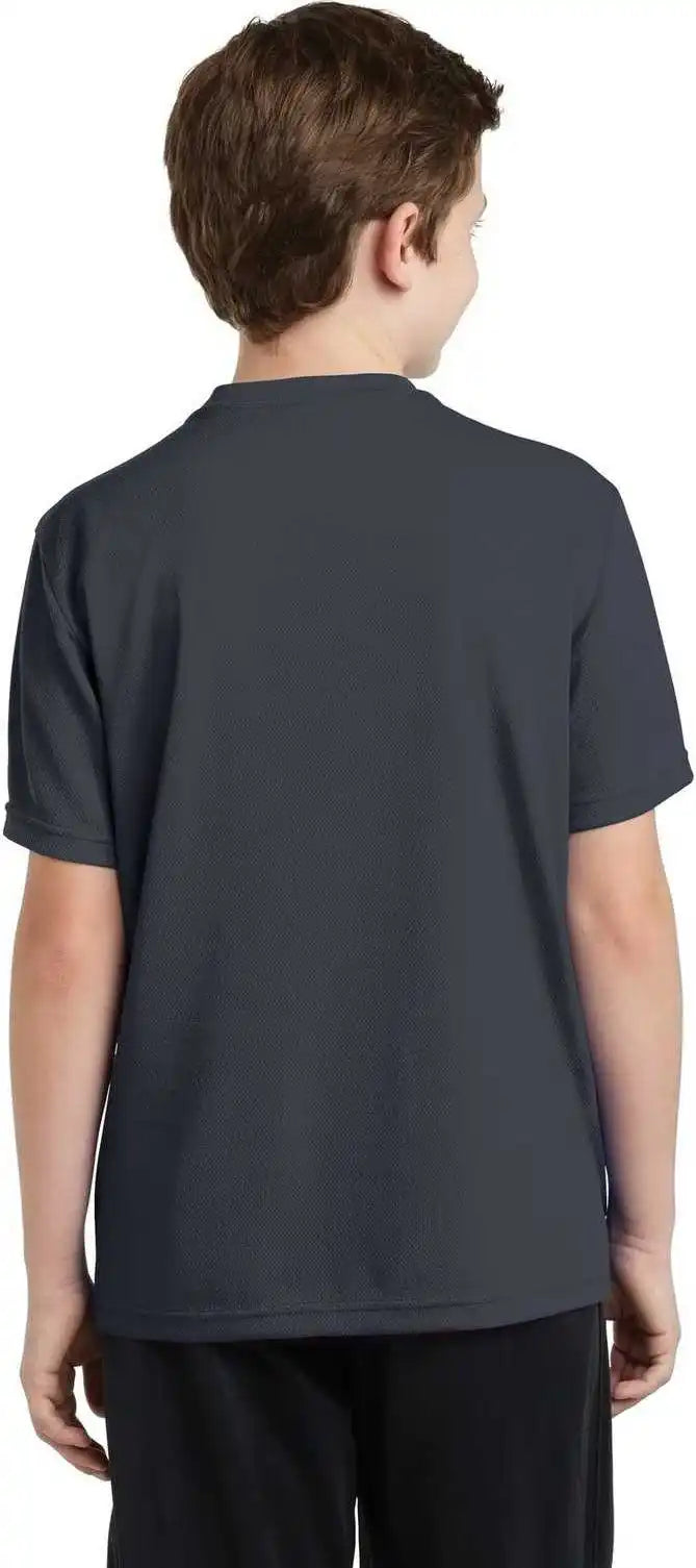 Sport Tek Yst340 Youth Posicharge Racermesh Tee Graphite