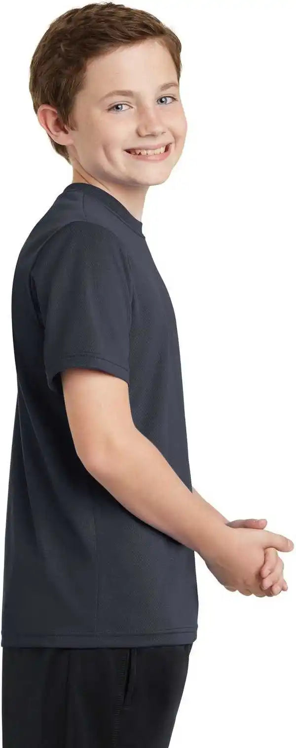 Sport Tek Yst340 Youth Posicharge Racermesh Tee Graphite