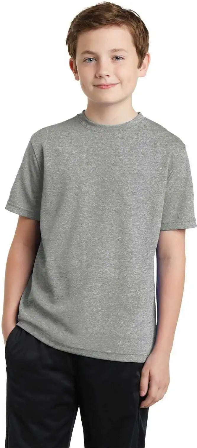 Sport-tek Yst340 Youth Posicharge Racermesh Tee - Gray Heather
