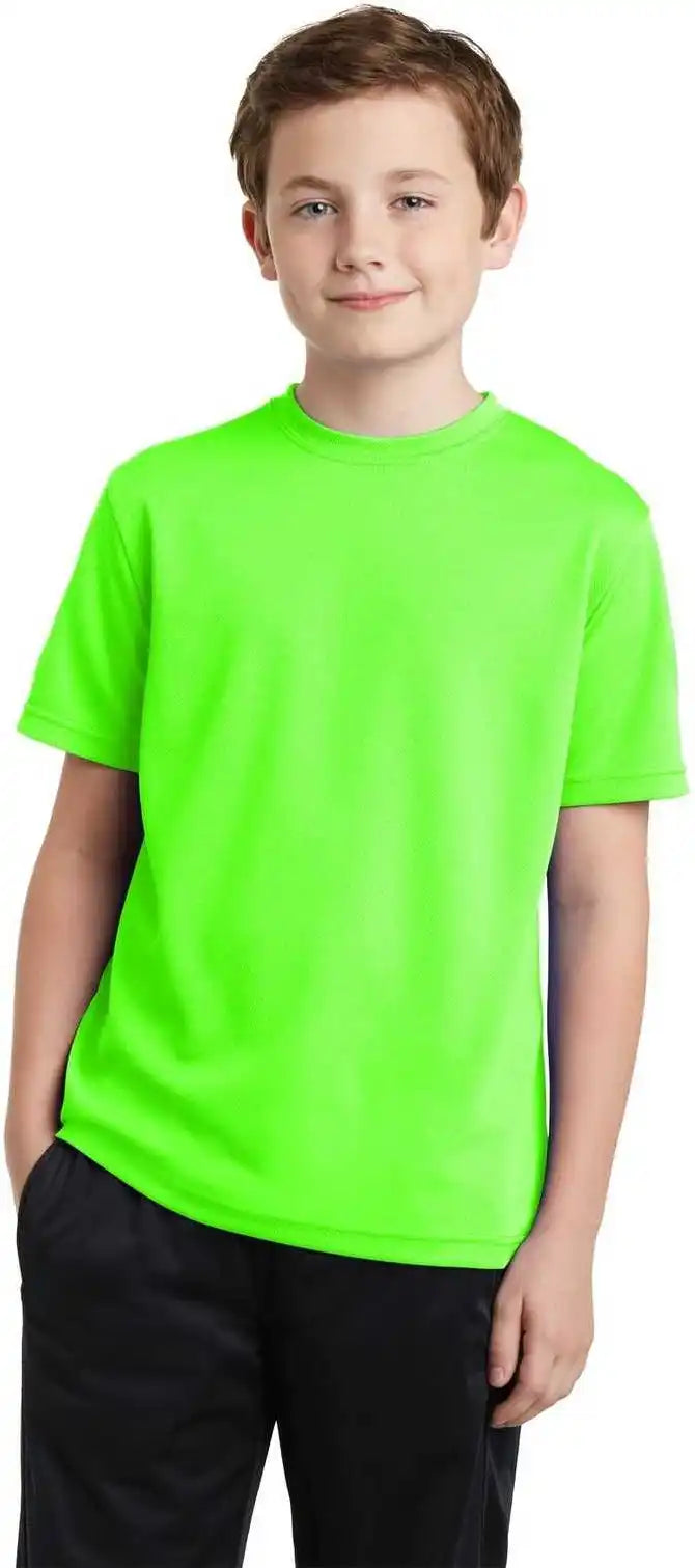Sport-tek Yst340 Youth Posicharge Racermesh Tee - Neon Green