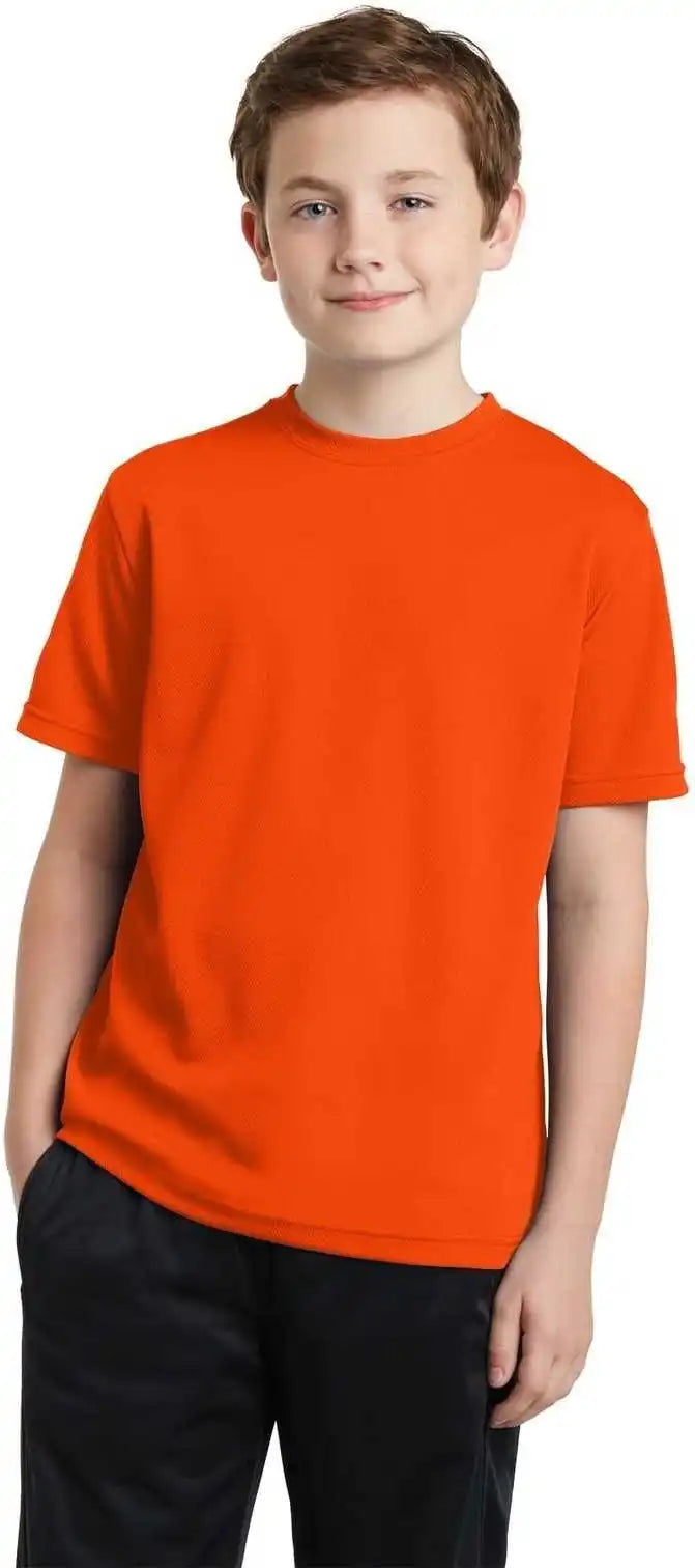 Sport Tek Yst340 Youth Posicharge Racermesh Tee Neon Orange