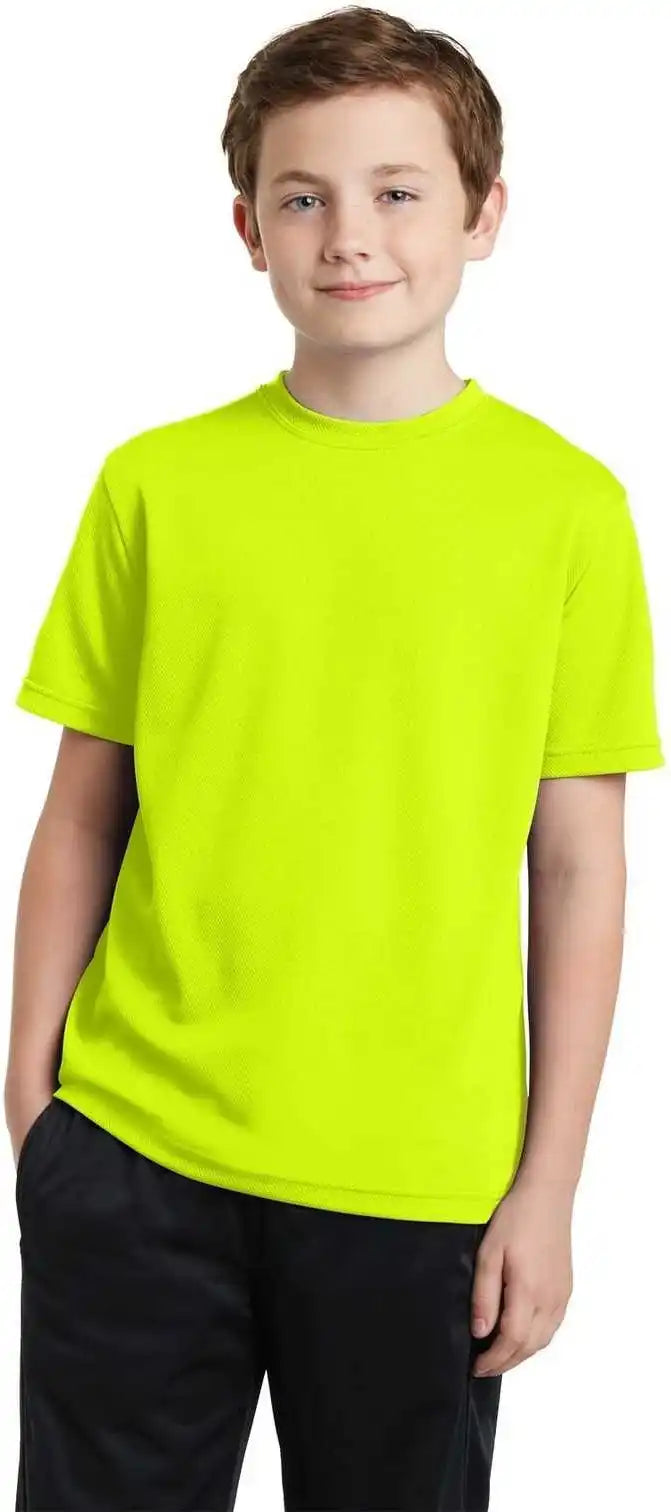 Sport Tek Yst340 Youth Posicharge Racermesh Tee Neon Yellow