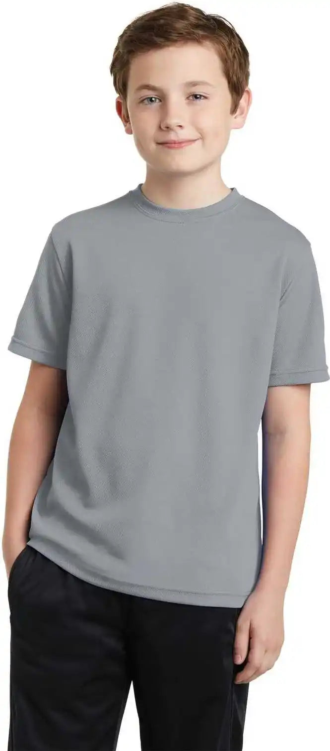 Sport Tek Yst340 Youth Posicharge Racermesh Tee Silver