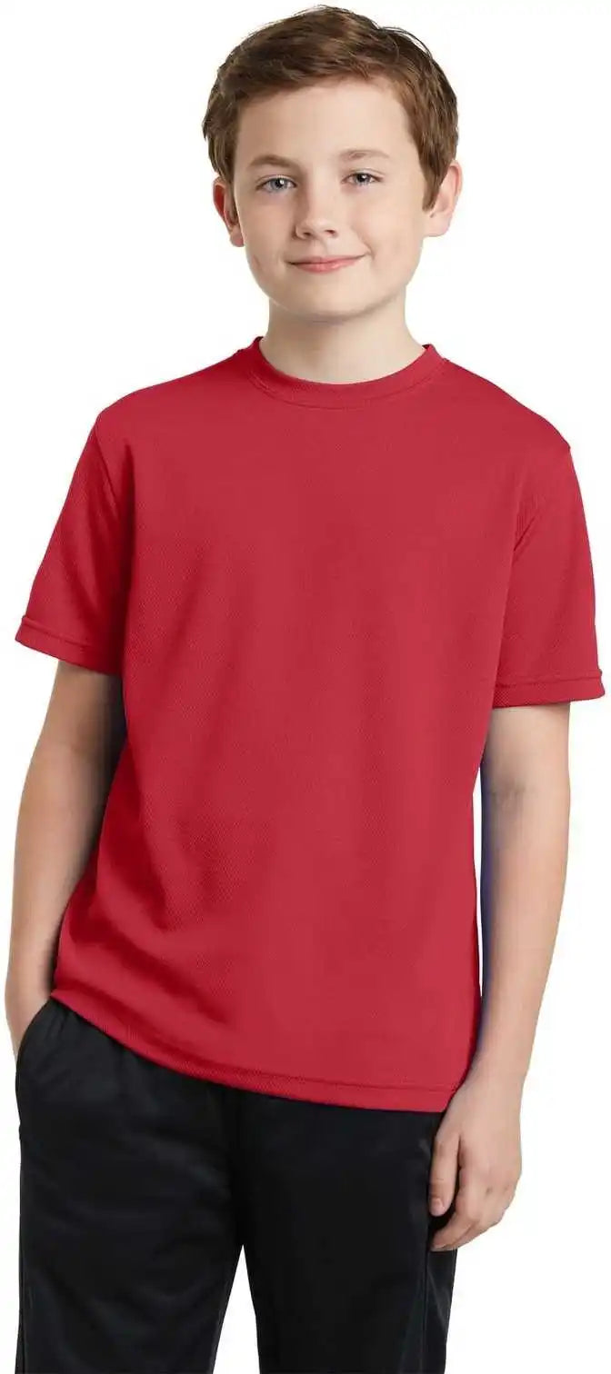 Sport Tek Yst340 Youth Posicharge Racermesh Tee True Red