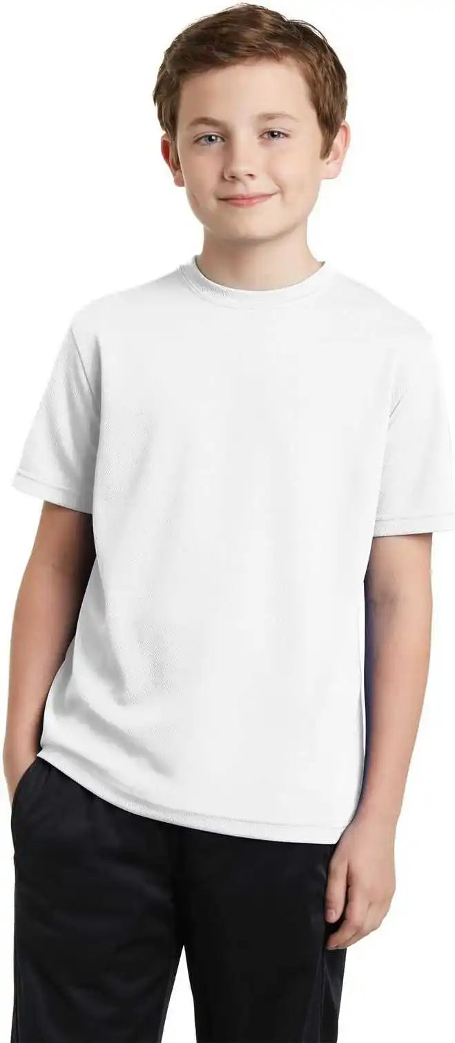 Sport Tek Yst340 Youth Posicharge Racermesh Tee White