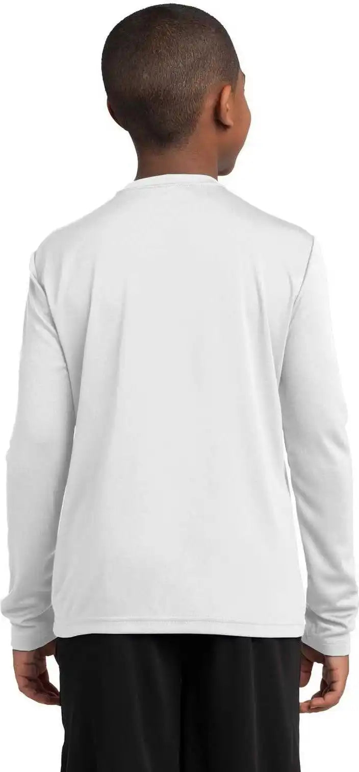 Sport Tek Yst350ls Youth Long Sleeve Posicharge Competitor Tee White