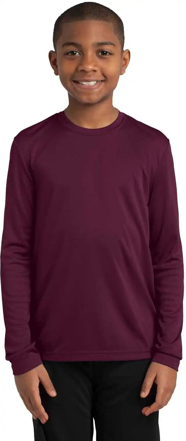 Sport Tek Yst350ls Youth Long Sleeve Posicharge Competitor Tee Maroon