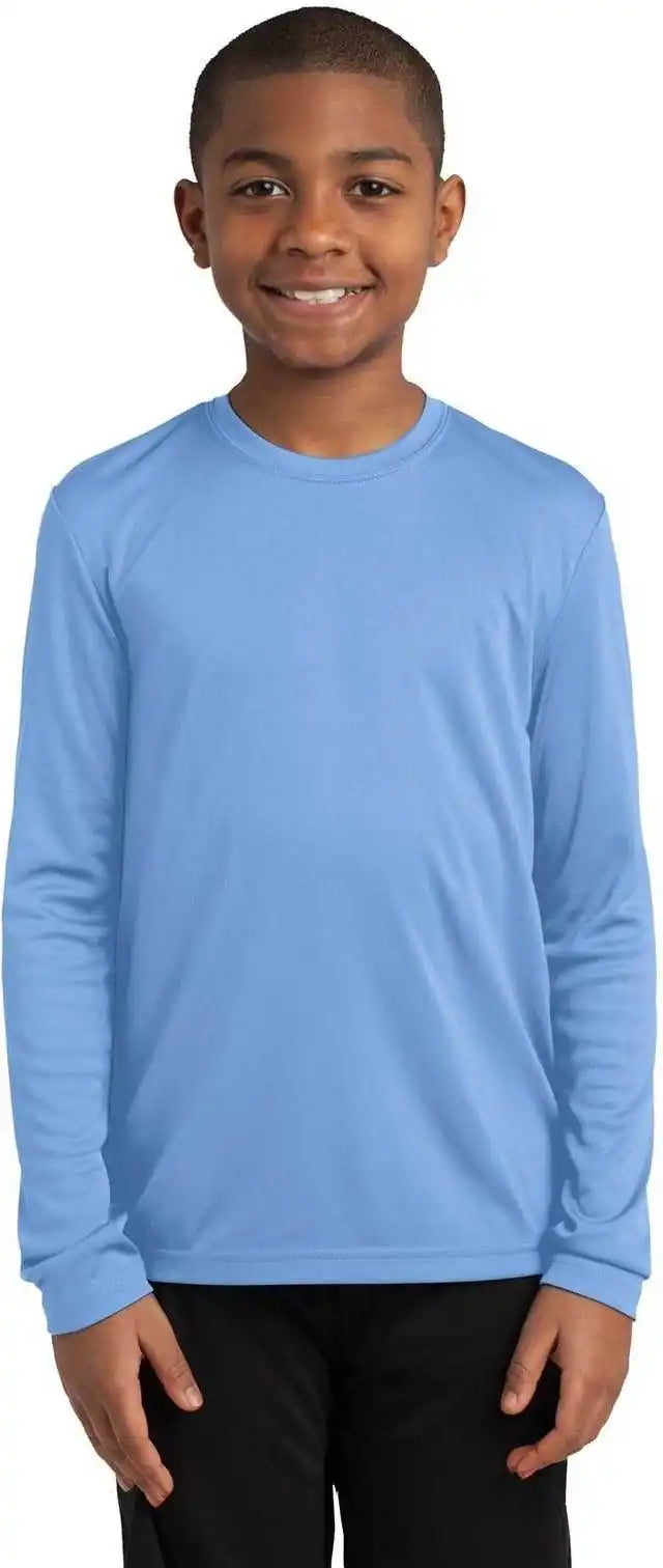 Sport Tek Yst350ls Youth Long Sleeve Posicharge Competitor Tee Carolina Blue