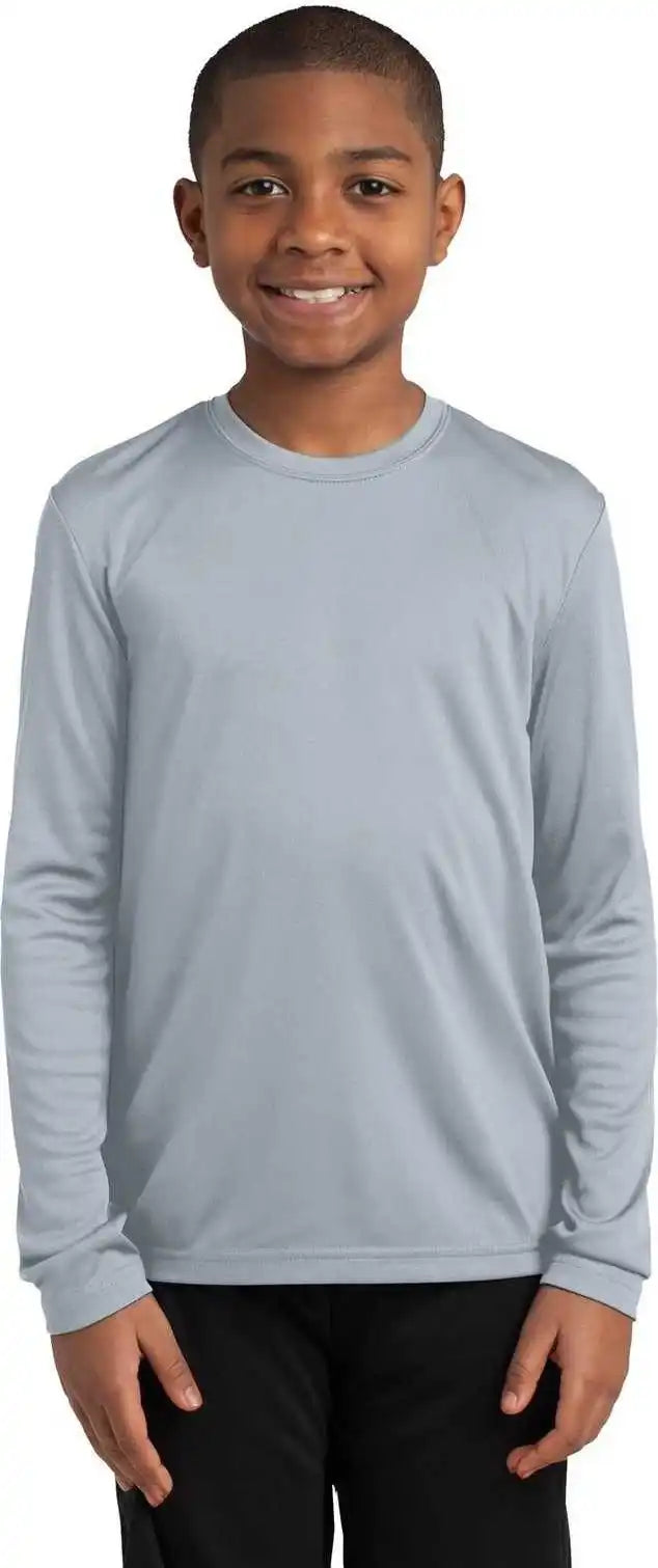 Sport Tek Yst350ls Youth Long Sleeve Posicharge Competitor Tee Silver