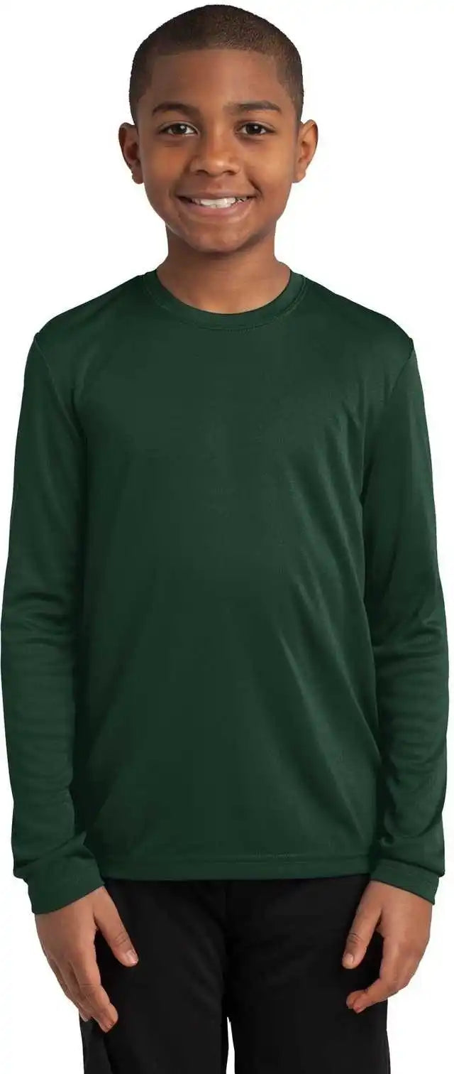 Sport Tek Yst350ls Youth Long Sleeve Posicharge Competitor Tee Forest Green