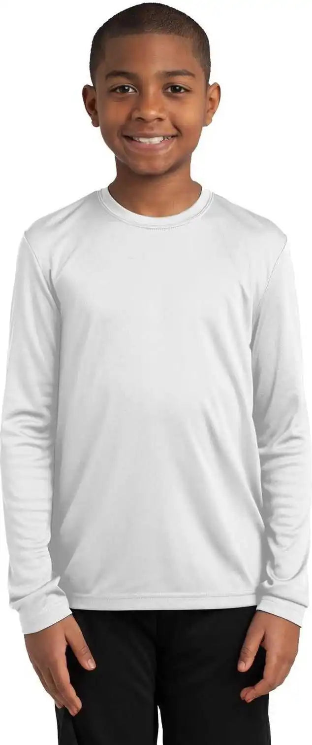 Sport Tek Yst350ls Youth Long Sleeve Posicharge Competitor Tee White