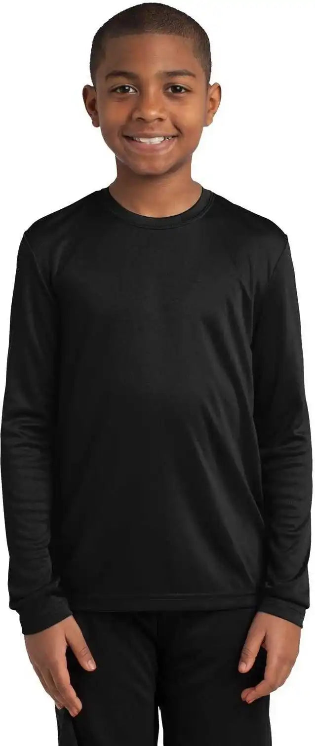 Sport Tek Yst350ls Youth Long Sleeve Posicharge Competitor Tee Black