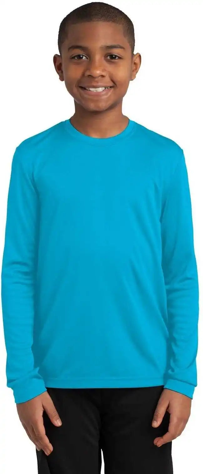 Sport Tek Yst350ls Youth Long Sleeve Posicharge Competitor Tee Atomic Blue