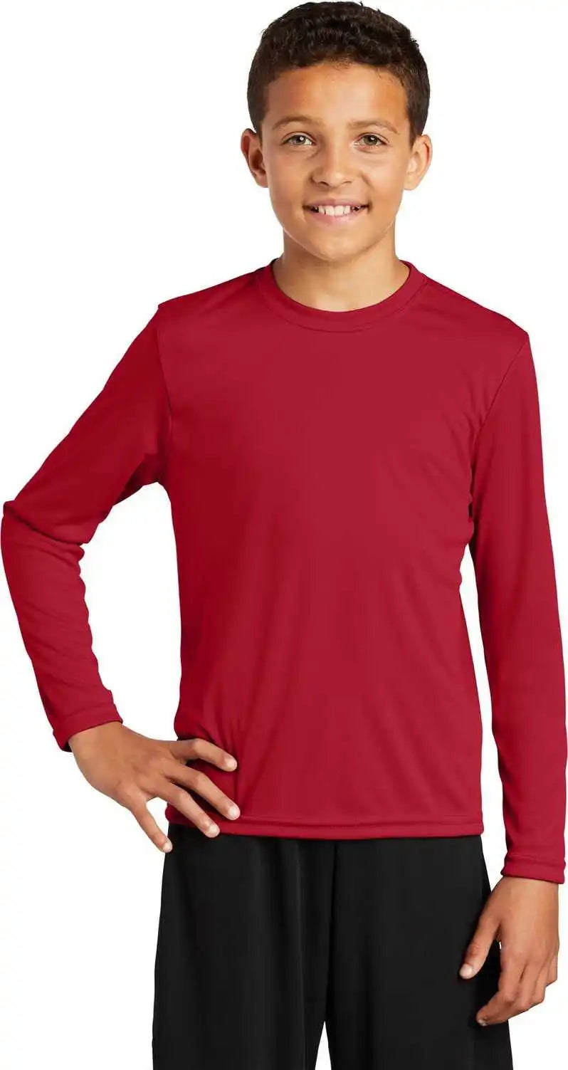 Sport Tek Yst350ls Youth Long Sleeve Posicharge Competitor Tee Deep Red