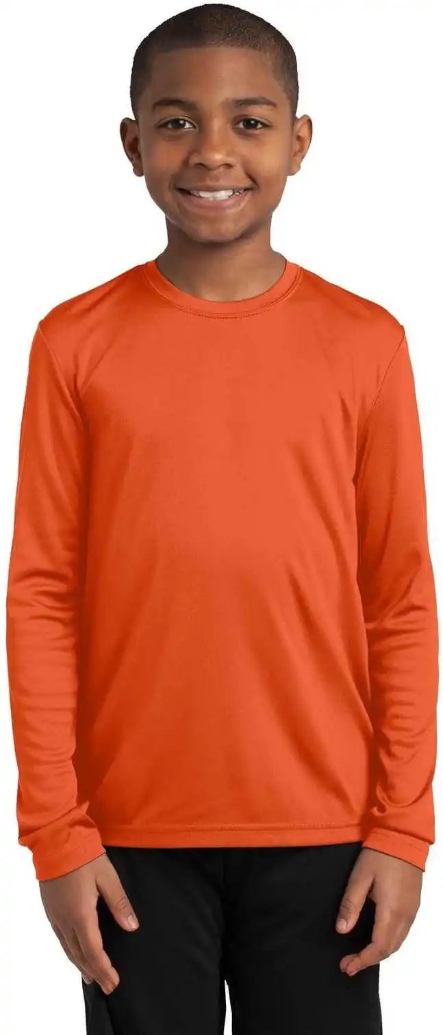 Sport Tek Yst350ls Youth Long Sleeve Posicharge Competitor Tee Deep Orange