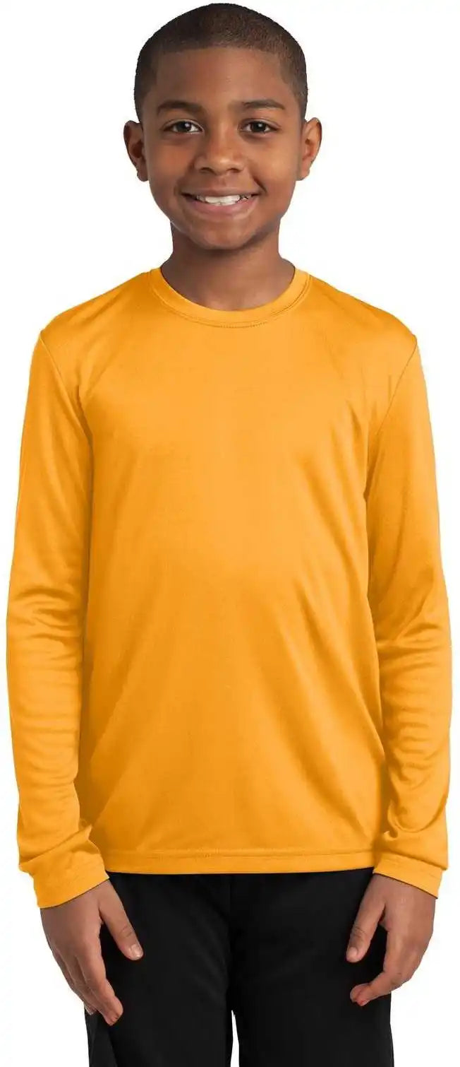 Sport Tek Yst350ls Youth Long Sleeve Posicharge Competitor Tee Gold