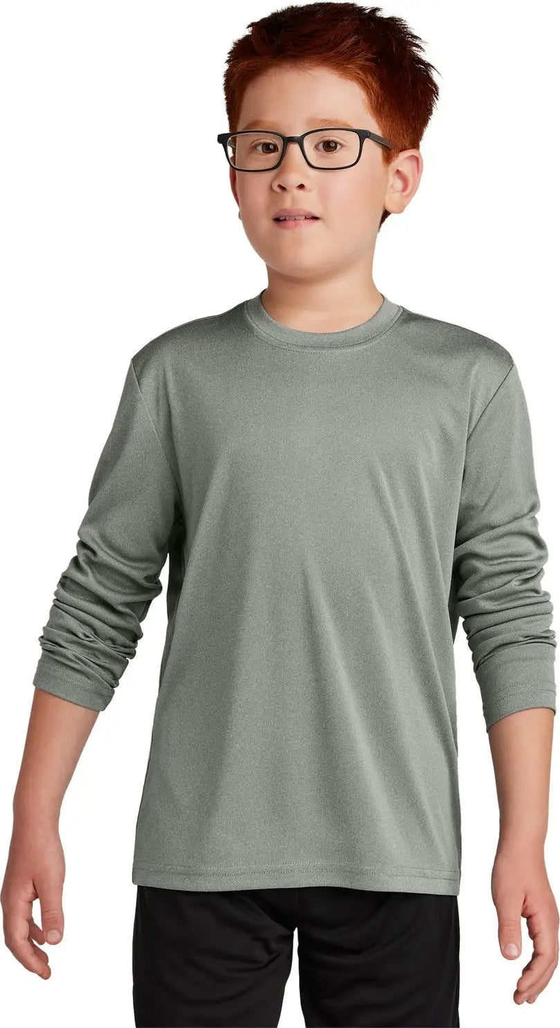 Sport-tek Yst350ls Youth Long Sleeve Posicharge Competitor Tee - Gray Concrete Heather - Xs