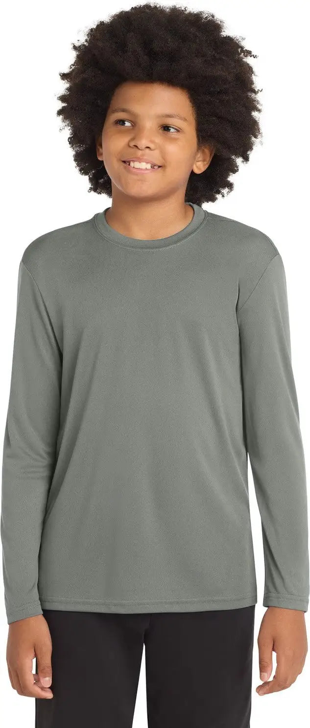 Sport-tek Yst350ls Youth Long Sleeve Posicharge Competitor Tee - Gray Concrete