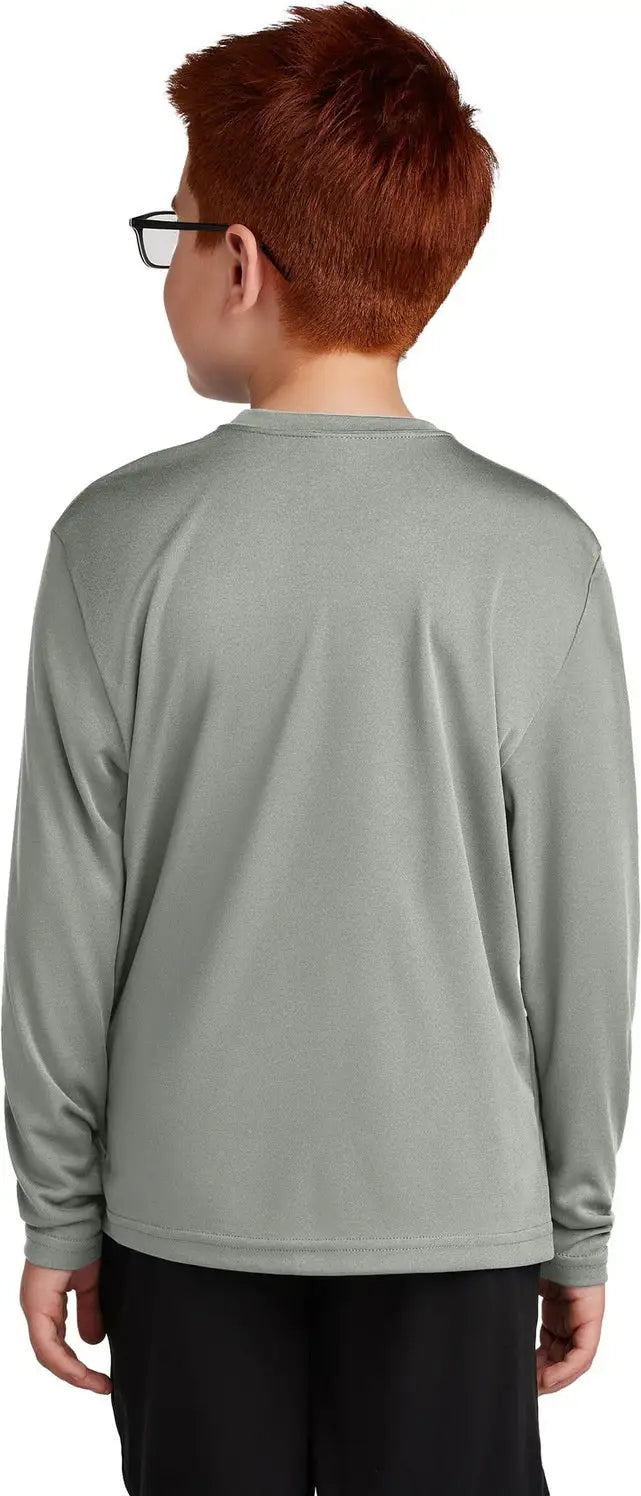 Sport-tek Yst350ls Youth Long Sleeve Posicharge Competitor Tee - Gray Concrete