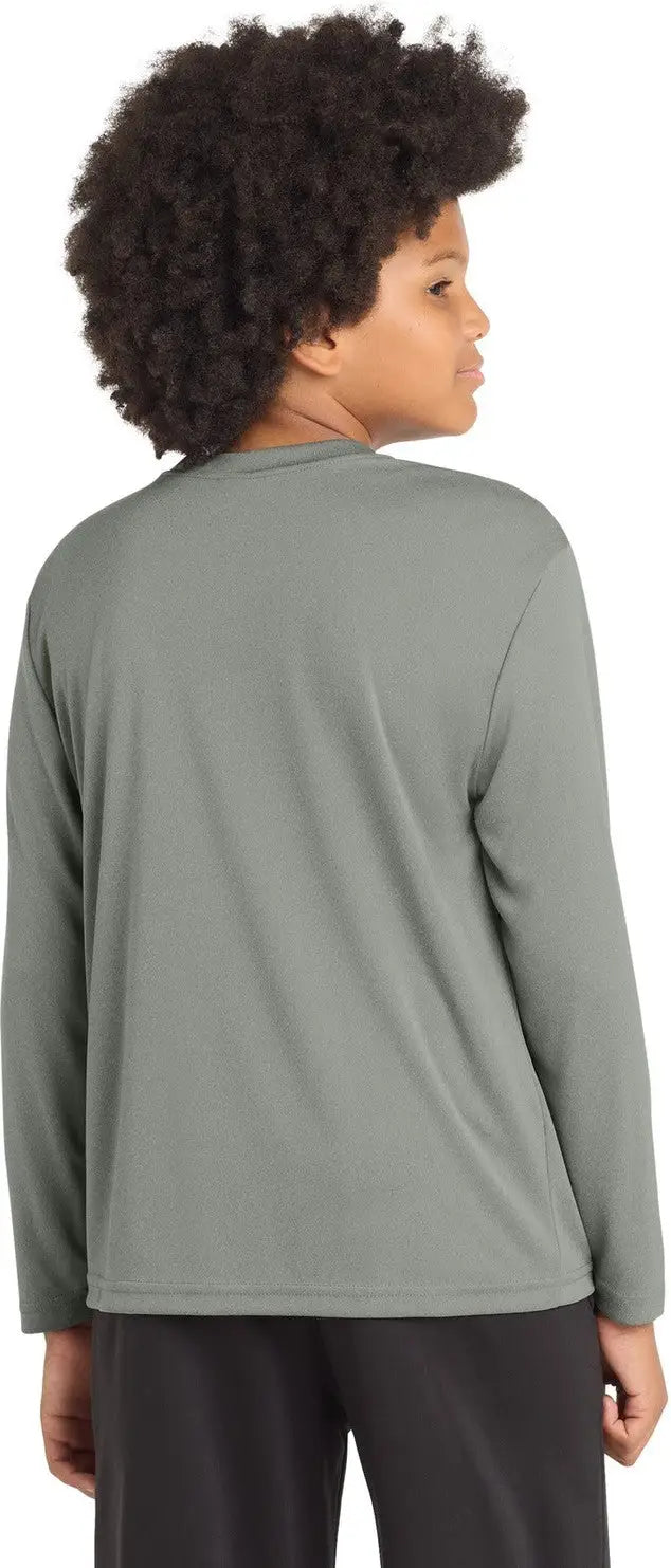 Sport-tek Yst350ls Youth Long Sleeve Posicharge Competitor Tee - Gray Concrete Heather