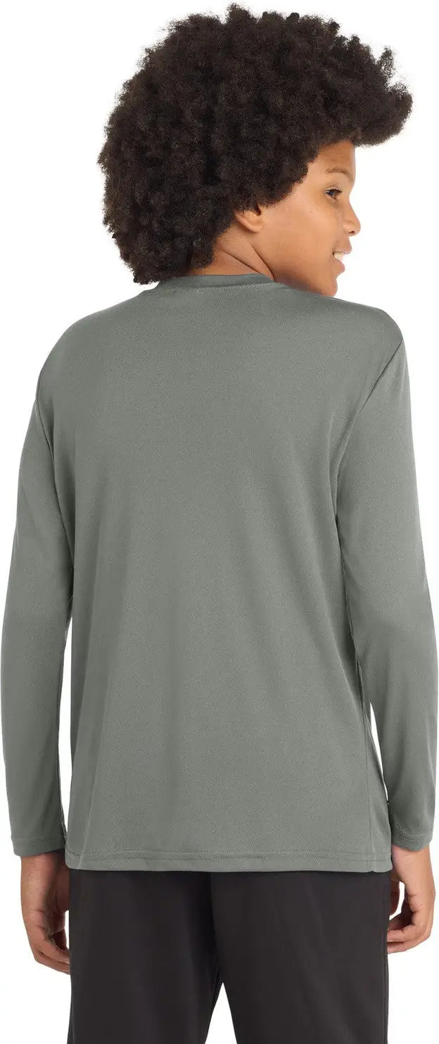 Sport-tek Yst350ls Youth Long Sleeve Posicharge Competitor Tee - Gray Concrete