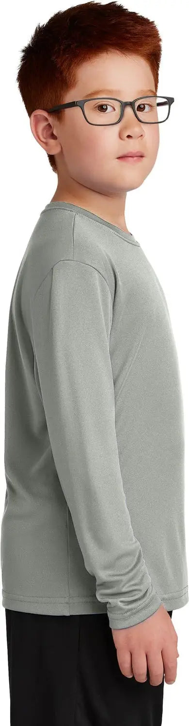 Sport-tek Yst350ls Youth Long Sleeve Posicharge Competitor Tee - Gray Concrete