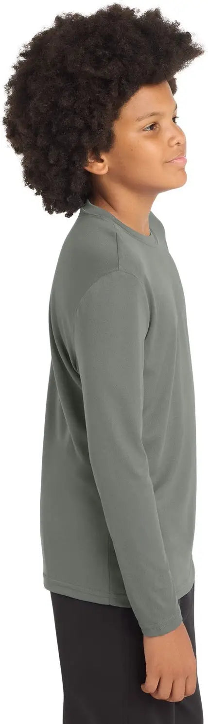 Sport-tek Yst350ls Youth Long Sleeve Posicharge Competitor Tee - Gray Concrete