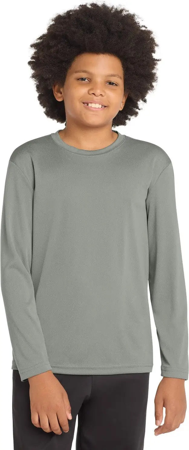 Sport-tek Yst350ls Youth Long Sleeve Posicharge Competitor Tee - Gray Concrete Heather