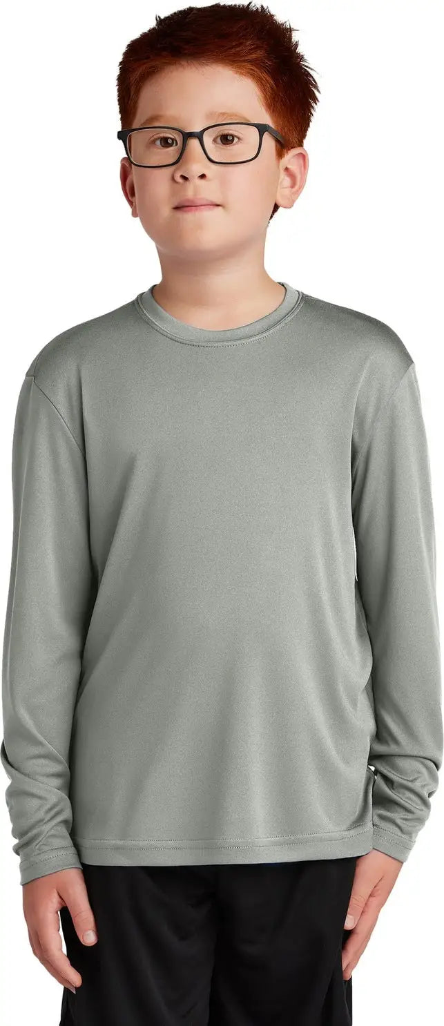 Sport-tek Yst350ls Youth Long Sleeve Posicharge Competitor Tee - Gray Concrete - Xs