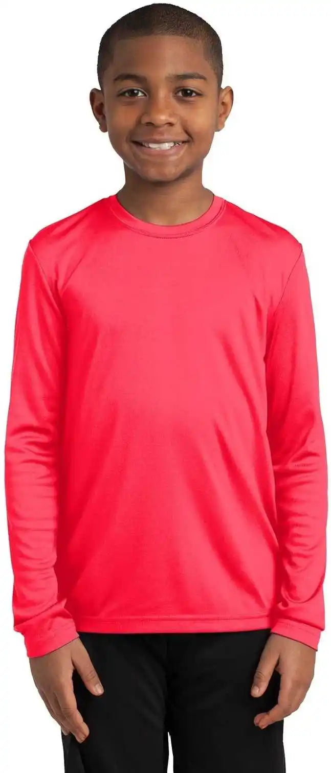 Sport-tek Yst350ls Youth Long Sleeve Posicharge Competitor Tee - Hot Coral