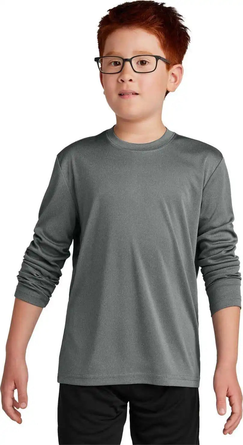 Sport Tek Yst350ls Youth Long Sleeve Posicharge Competitor Tee Iron Grey Heather