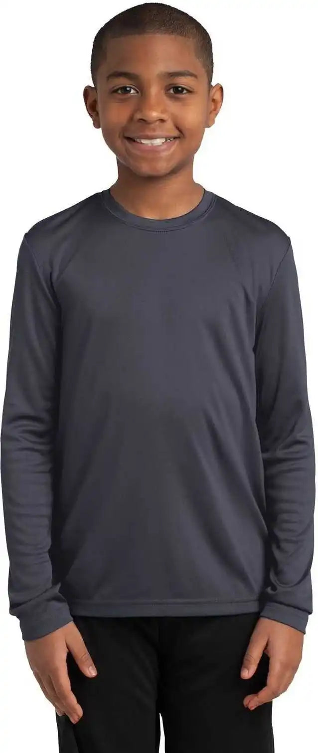 Sport Tek Yst350ls Youth Long Sleeve Posicharge Competitor Tee Iron Gray